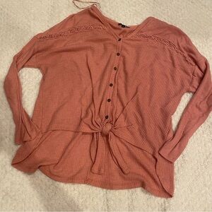 RBX pink waffle knit, long sleeve top